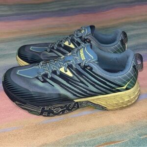 HOKA One One Women's  Speedgoat 4 Running Shoes Blue Yellow Size 9.5